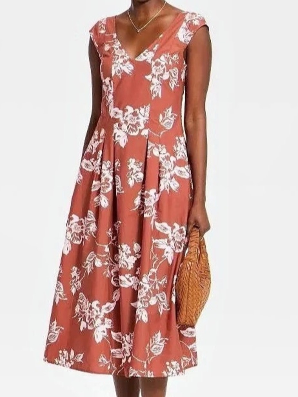 A New Day Midi Dress Floral Pink & White